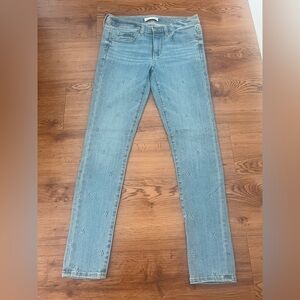 LOFT Denim Skinny Jeans with Floral Embroidery Size 25